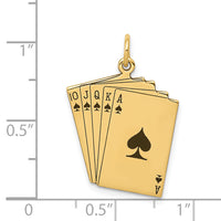 14k Enameled Royal Flush Playing Cards Charm-XAC334