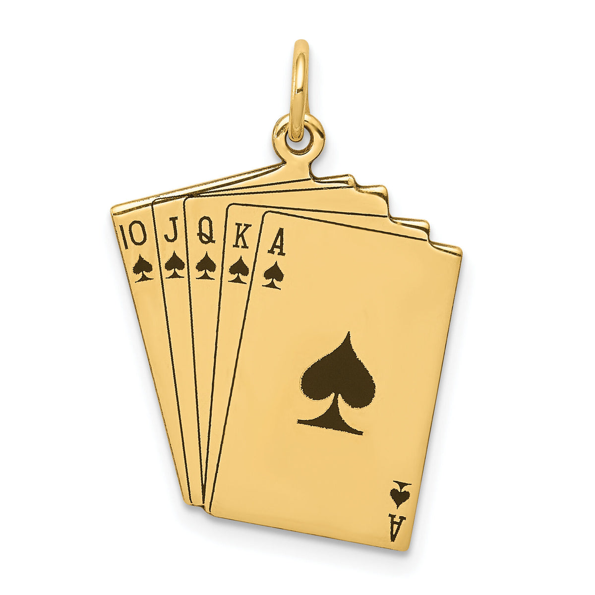14k Enameled Royal Flush Playing Cards Charm-XAC334