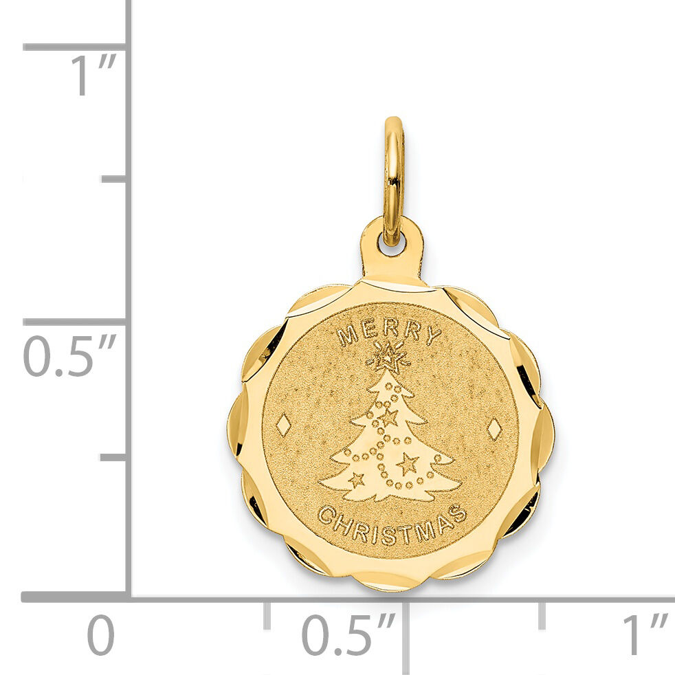 14k Merry Christmas Disc Charm-XAC34