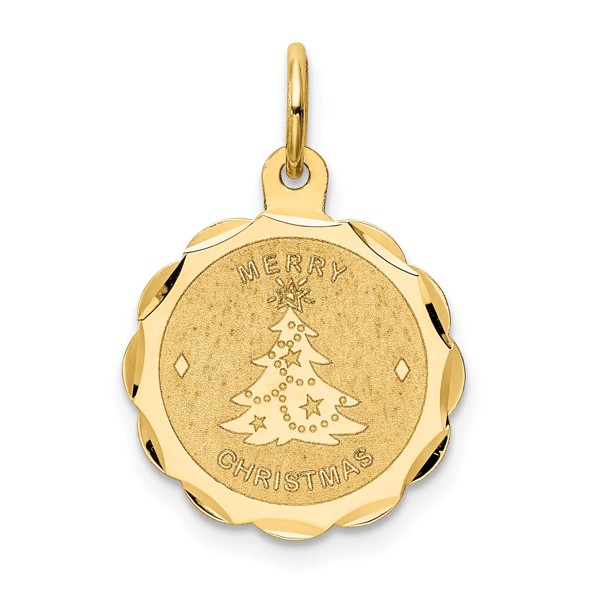 14k Merry Christmas Disc Charm-XAC34