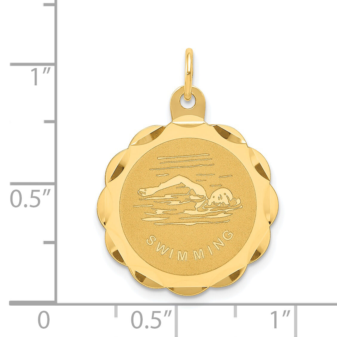 14k Swimming Disc Charm-XAC393