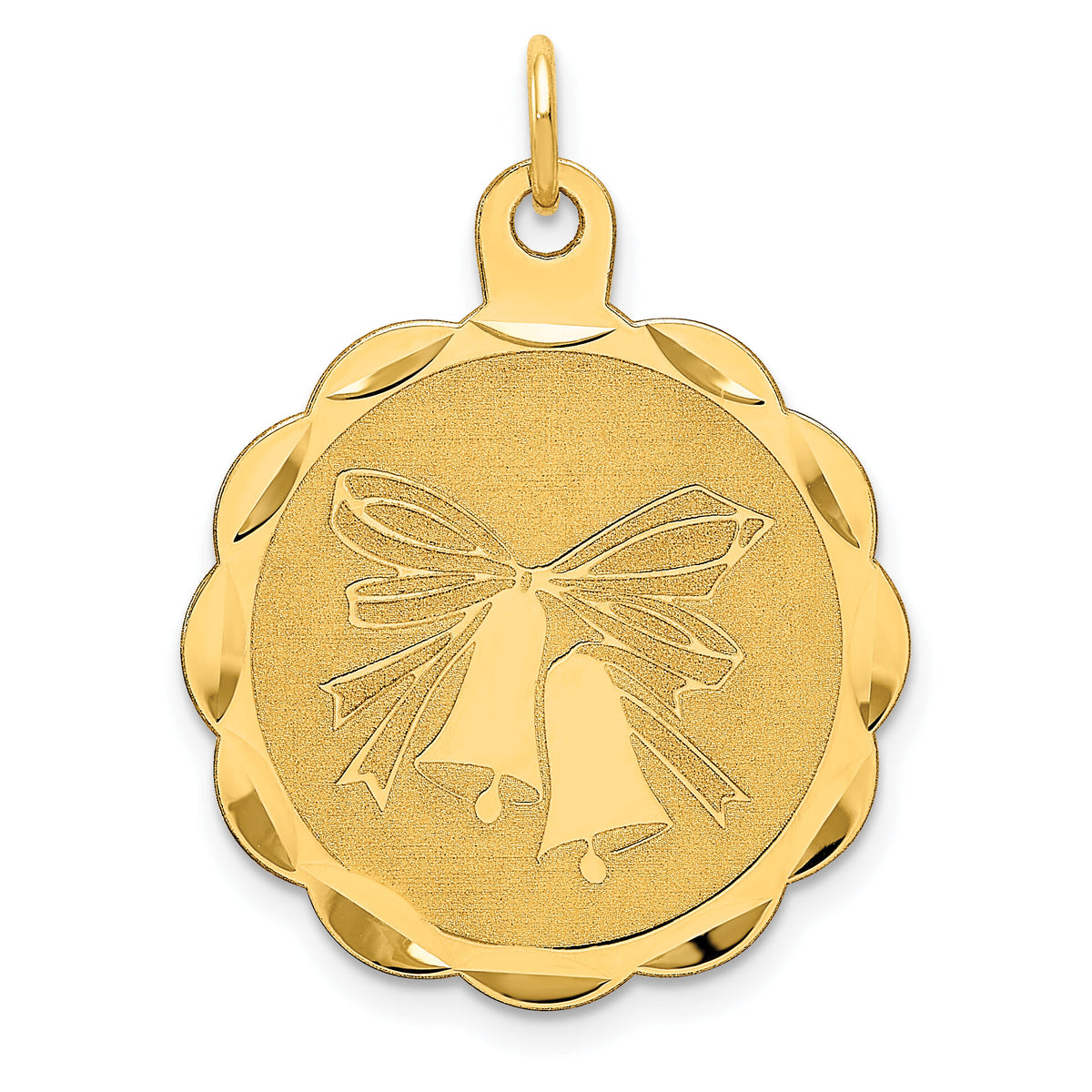 14k Wedding Bells Engraveable Disc Charm-XAC463