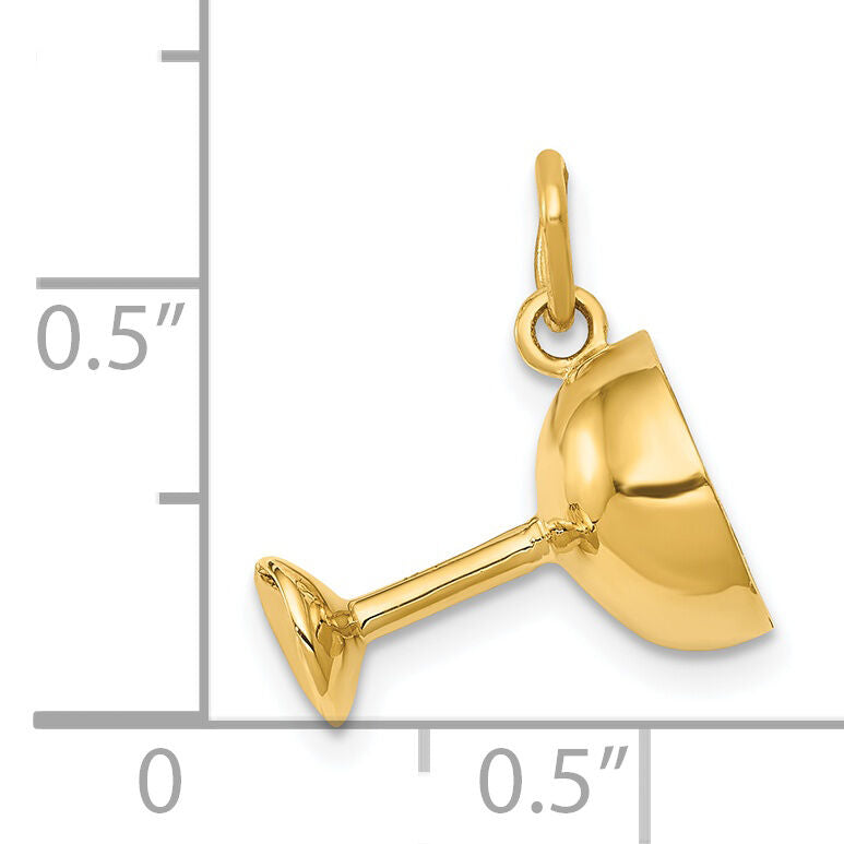 14k 3D Champagne Glass Charm-XAC482