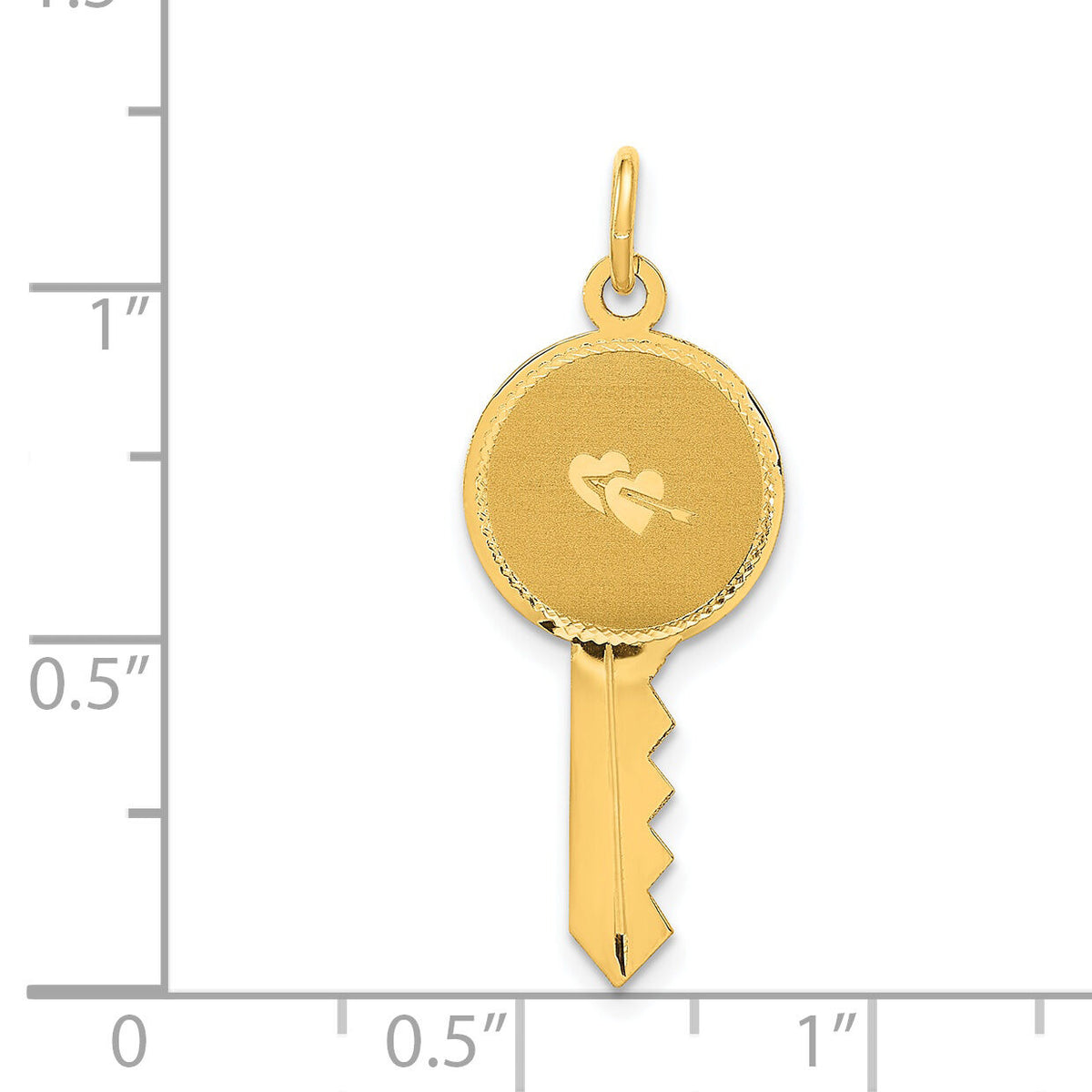14K Polished and Satin Hearts Flat Key Charm-XAC525