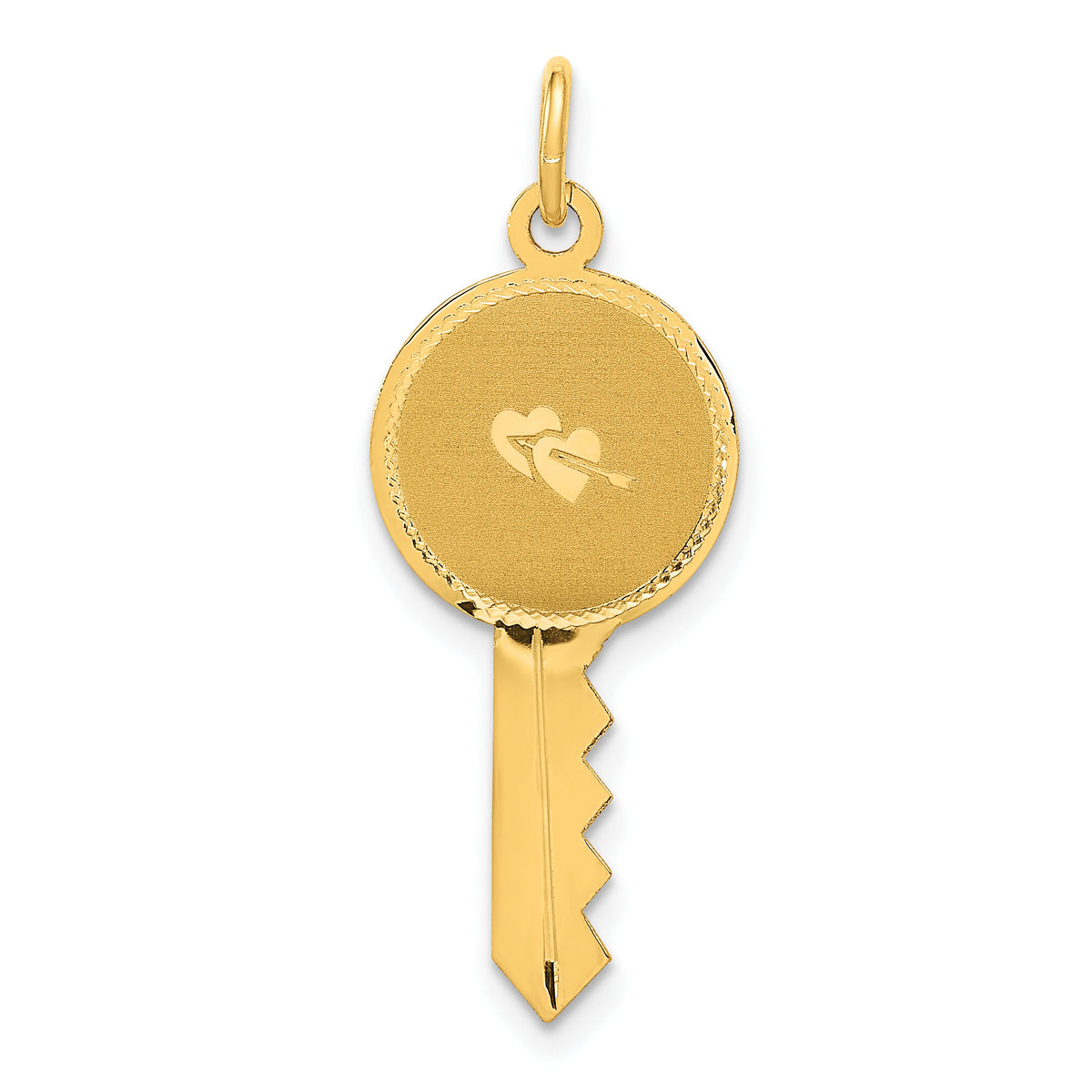 14K Polished and Satin Hearts Flat Key Charm-XAC525