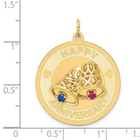 14K HAPPY ANNIVERSARY Blue and Red CZ w/ Bells Charm-XAC593