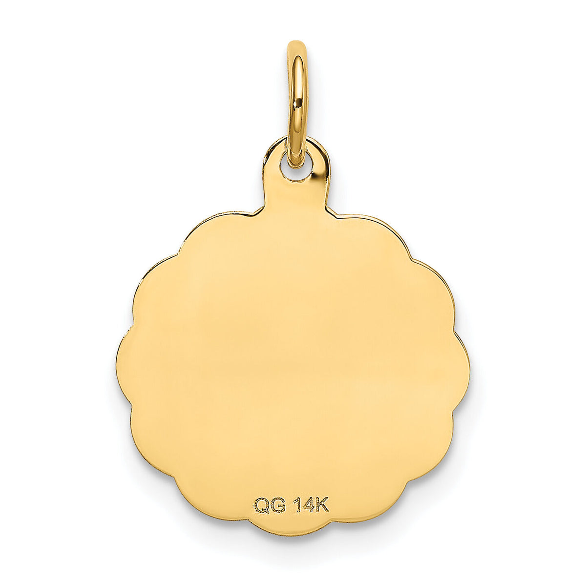 14k Polished ITâ€™S A BOY Scalloped Disc Charm-XAC6