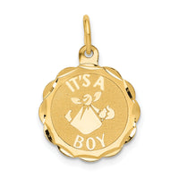 14k Polished ITâ€™S A BOY Scalloped Disc Charm-XAC6