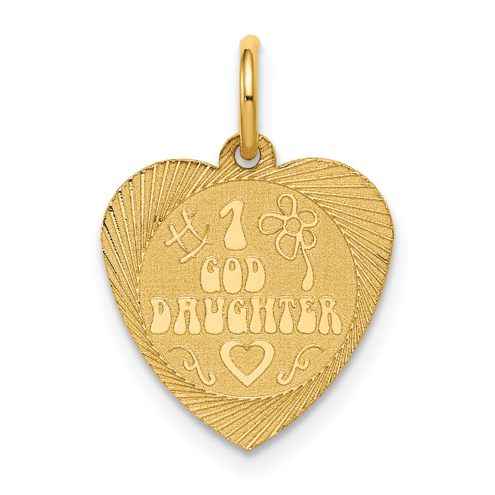 14k #1 GODDAUGHTER Heart Disc Charm-XAC653