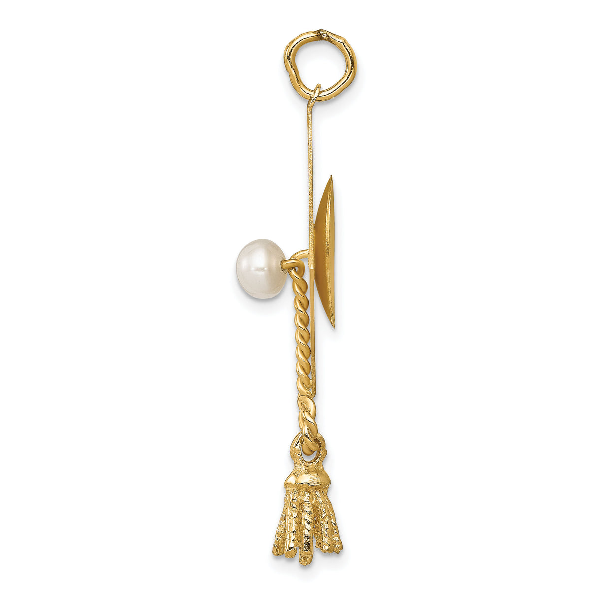 14k Graduation Cap with FW Cultured Pearl Charm-XAC703