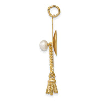 14k Graduation Cap with FW Cultured Pearl Charm-XAC703