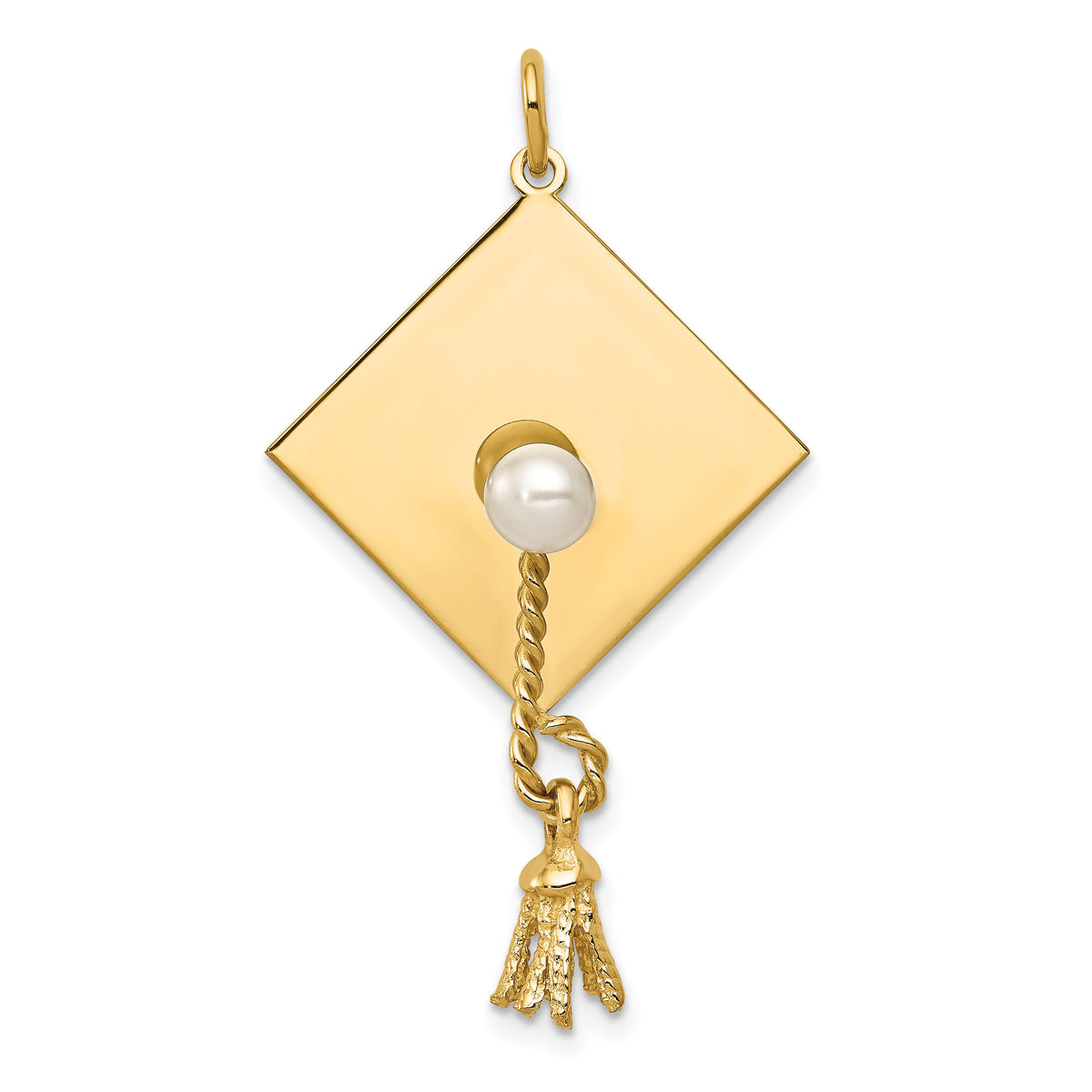 14k Graduation Cap with FW Cultured Pearl Charm-XAC703