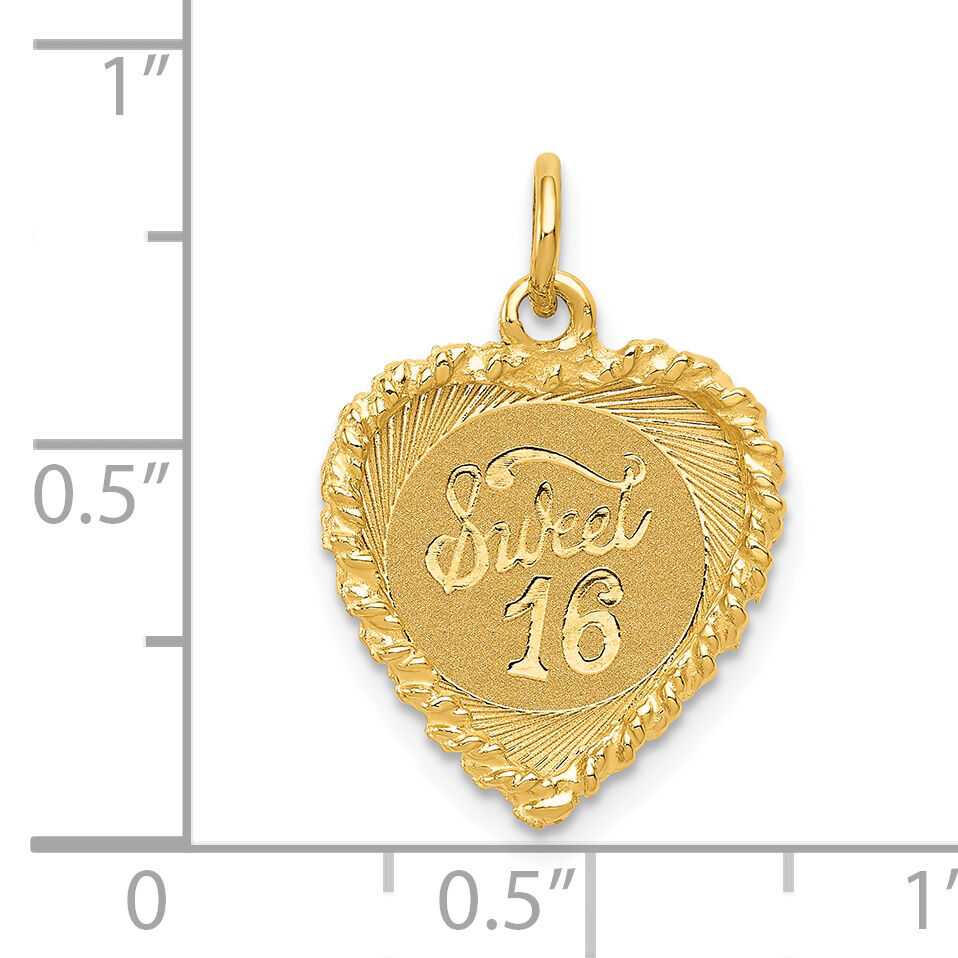 14K SWEET Sixteen Heart Charm-XAC754