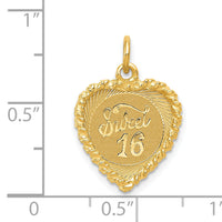 14K SWEET Sixteen Heart Charm-XAC754