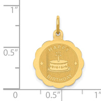 14K Polished Satin Engraveable HAPPY BIRTHDAY Charm-XAC758