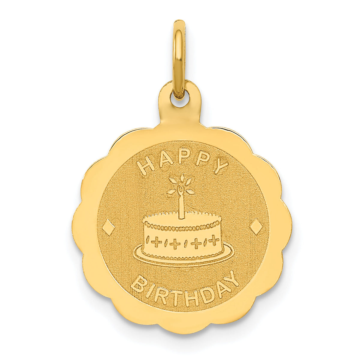 14K Polished Satin Engraveable HAPPY BIRTHDAY Charm-XAC758
