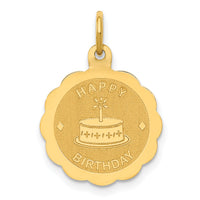 14K Polished Satin Engraveable HAPPY BIRTHDAY Charm-XAC758