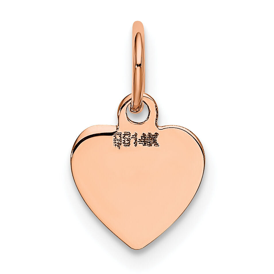 14K Rose Polished Heart Shaped Disc Pendant-XAC806
