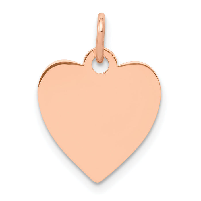 14K Rose Polished Heart Shaped Disc Pendant-XAC808