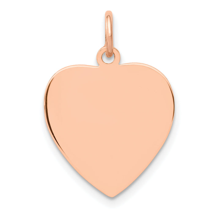 14K Rose Polished Heart Shaped Disc Pendant-XAC809