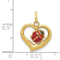 14k Enameled Ladybug in Heart Charm-XAC852
