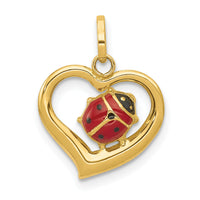 14k Enameled Ladybug in Heart Charm-XAC852