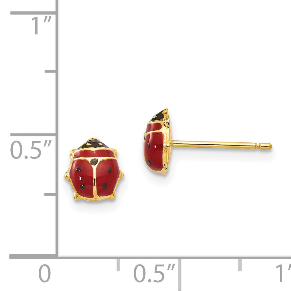 14k Enameled Ladybug Post Earrings-XAC855
