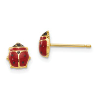14k Enameled Ladybug Post Earrings-XAC855