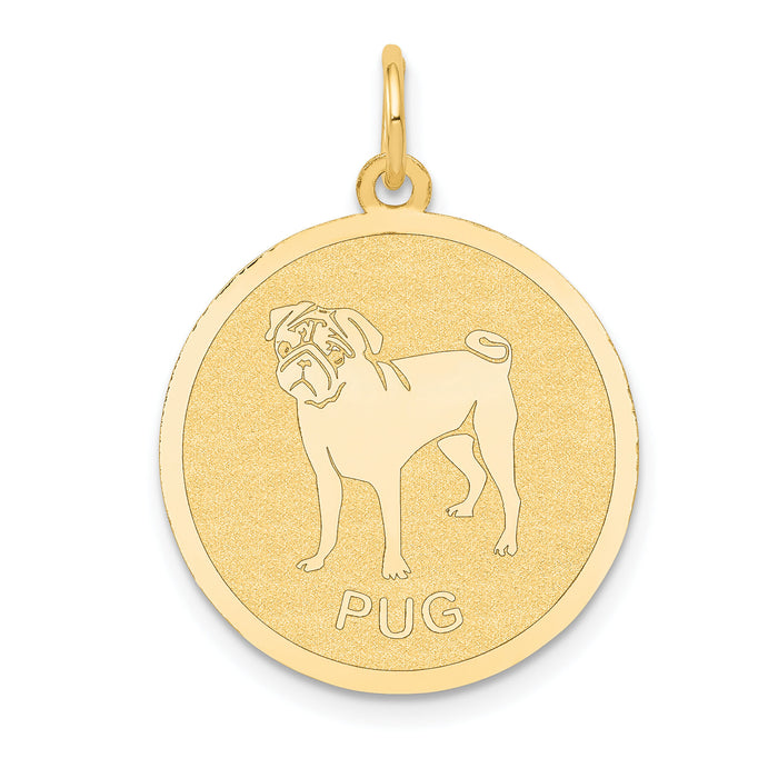 14k Pug Disc Charm-XAC874
