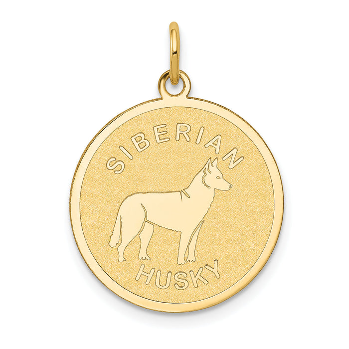 14k Siberian Husky Disc Charm-XAC879
