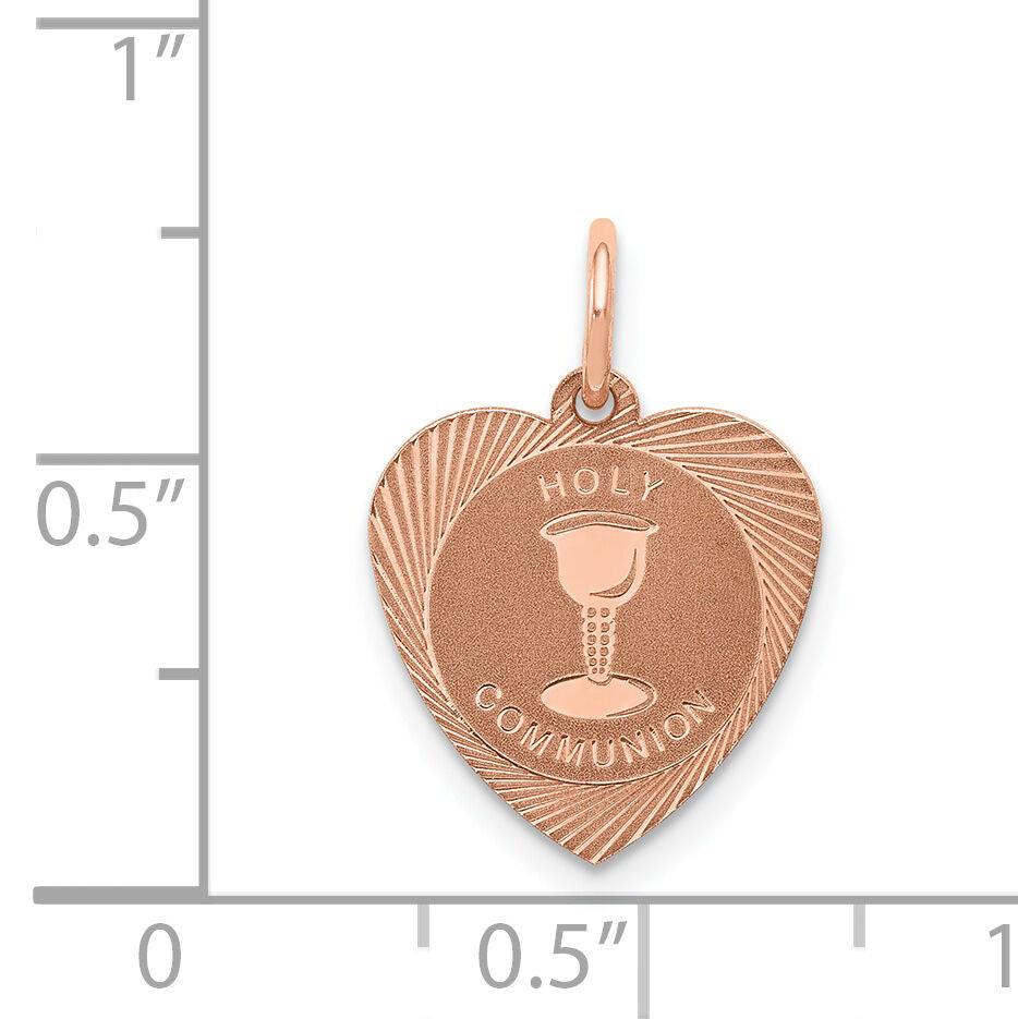 14k Rose Gold Holy Communion Heart Charm-XAC888