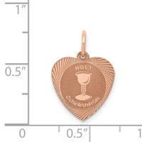 14k Rose Gold Holy Communion Heart Charm-XAC888