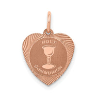14k Rose Gold Holy Communion Heart Charm-XAC888