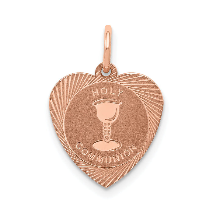 14k Rose Gold Holy Communion Heart Charm-XAC888