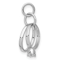 14k White Gold Polished 3D CZ Wedding Rings Charm-XAC898