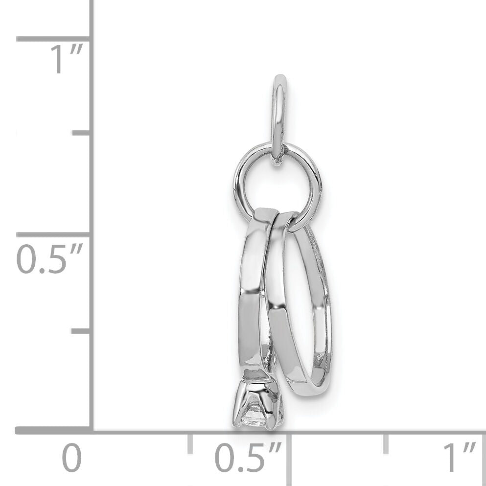 14k White Gold Polished 3D CZ Wedding Rings Charm-XAC898