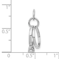 14k White Gold Polished 3D CZ Wedding Rings Charm-XAC898