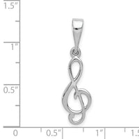 14K White Gold Treble Clef Pendant-XAC932