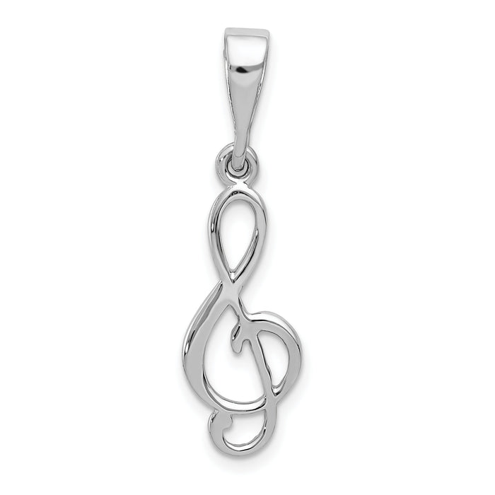 14K White Gold Treble Clef Pendant-XAC932