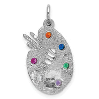14k White Gold Artist Palette with CZ Stones Charm-XAC933
