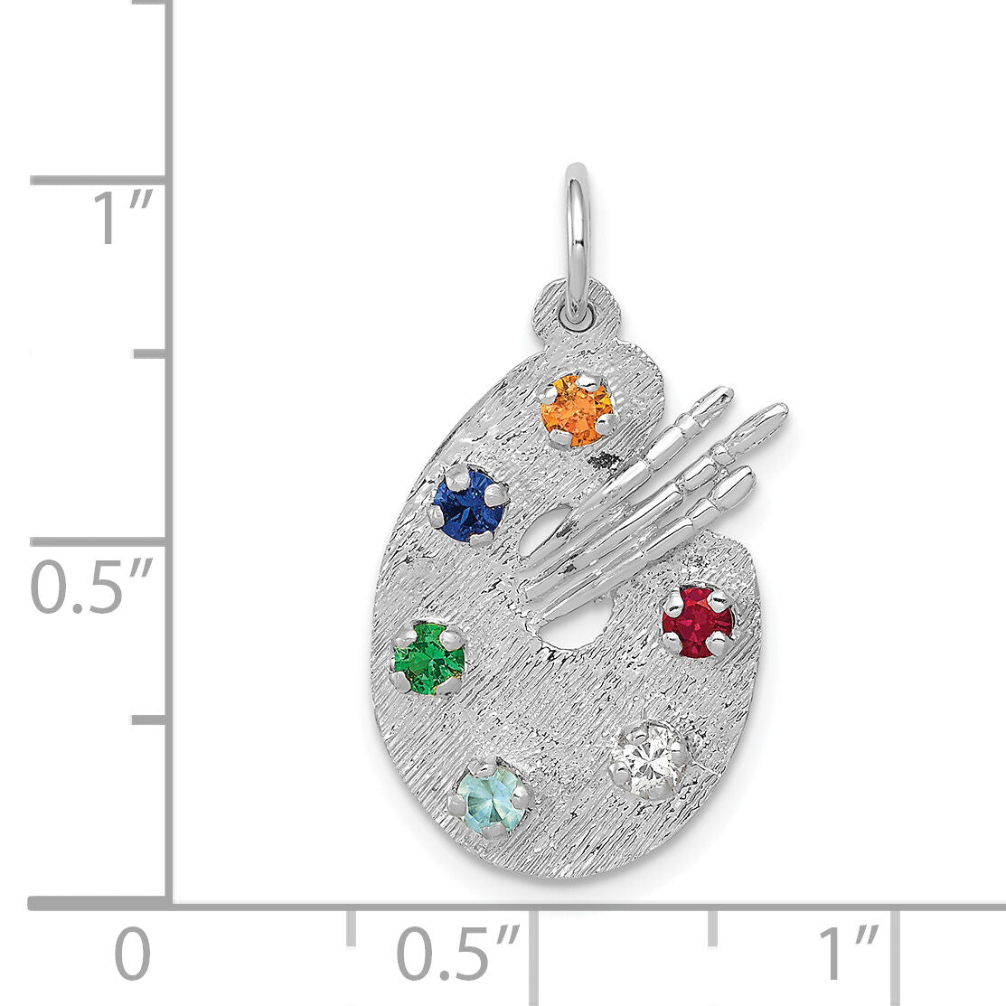 14k White Gold Artist Palette with CZ Stones Charm-XAC933