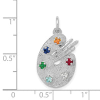 14k White Gold Artist Palette with CZ Stones Charm-XAC933