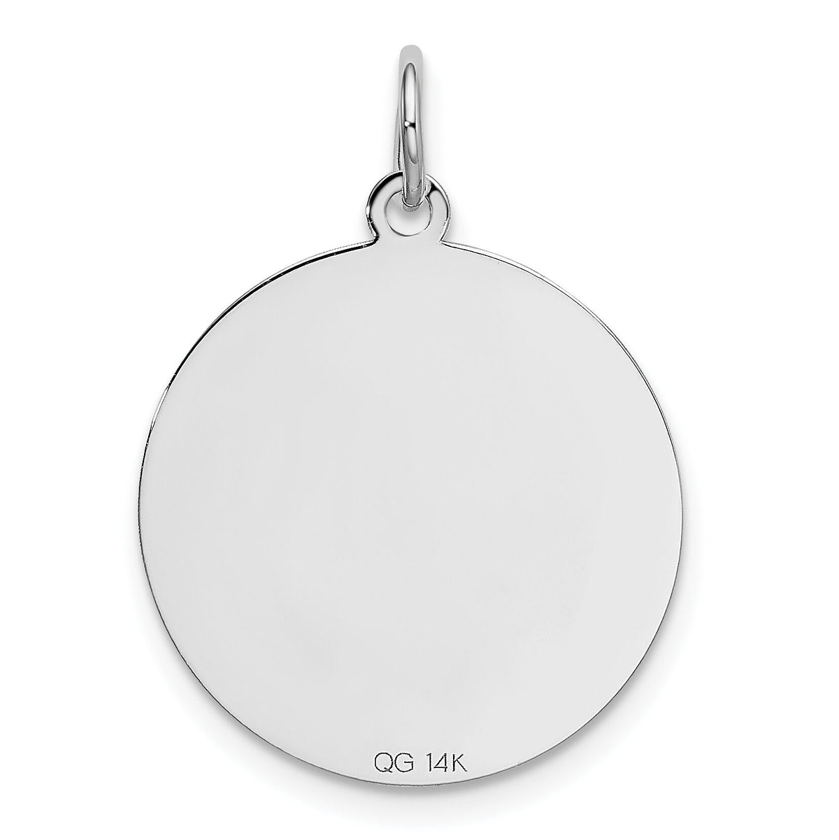 14k White Gold Polished Engravable Golden Retriever Disc Charm-XAC985
