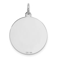 14k White Gold Polished Engravable Golden Retriever Disc Charm-XAC985