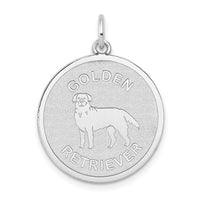 14k White Gold Polished Engravable Golden Retriever Disc Charm-XAC985