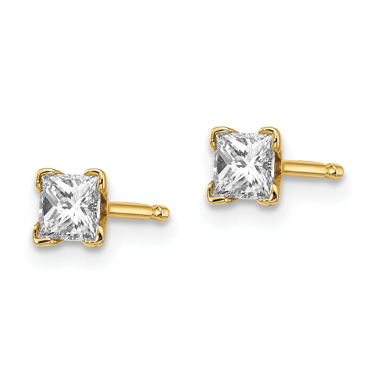 14k AA Quality Complete Princess-cut Diamond Stud Earrings-XAP3AA