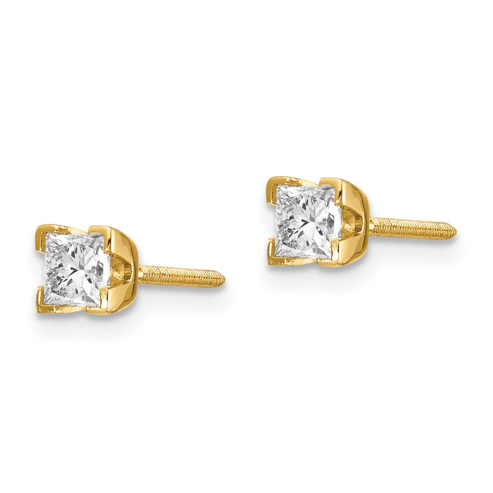 14k AA Quality Complete Princess-cut Diamond Stud Earrings-XAP4AA