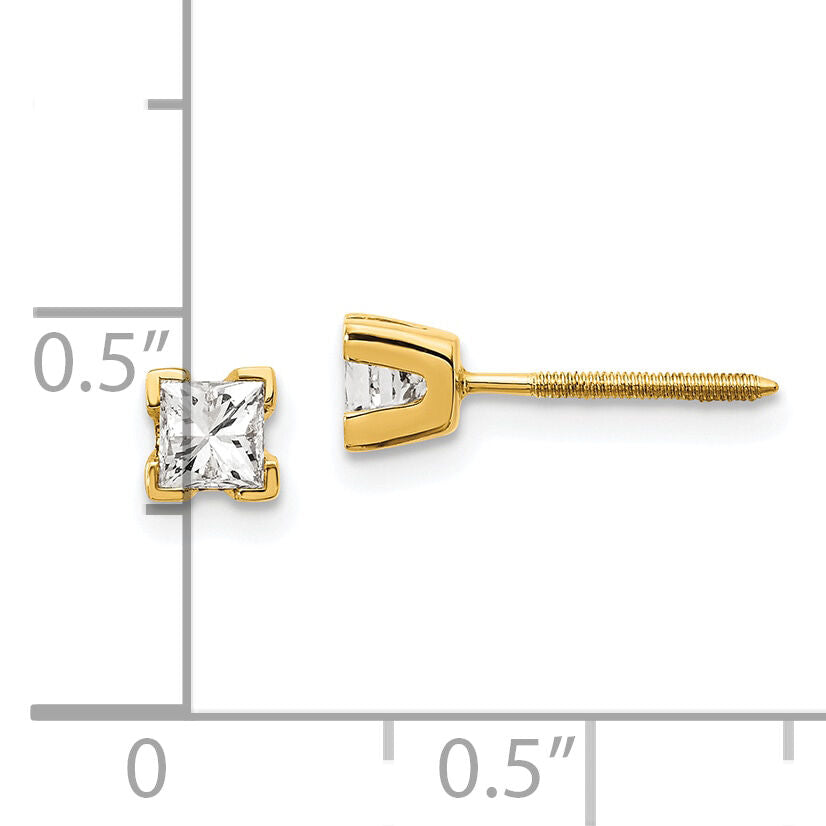 14k AA Quality Complete Princess-cut Diamond Stud Earrings-XAP4AA