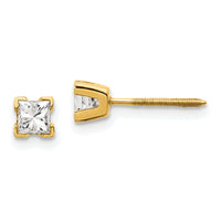 14k AA Quality Complete Princess-cut Diamond Stud Earrings-XAP4AA