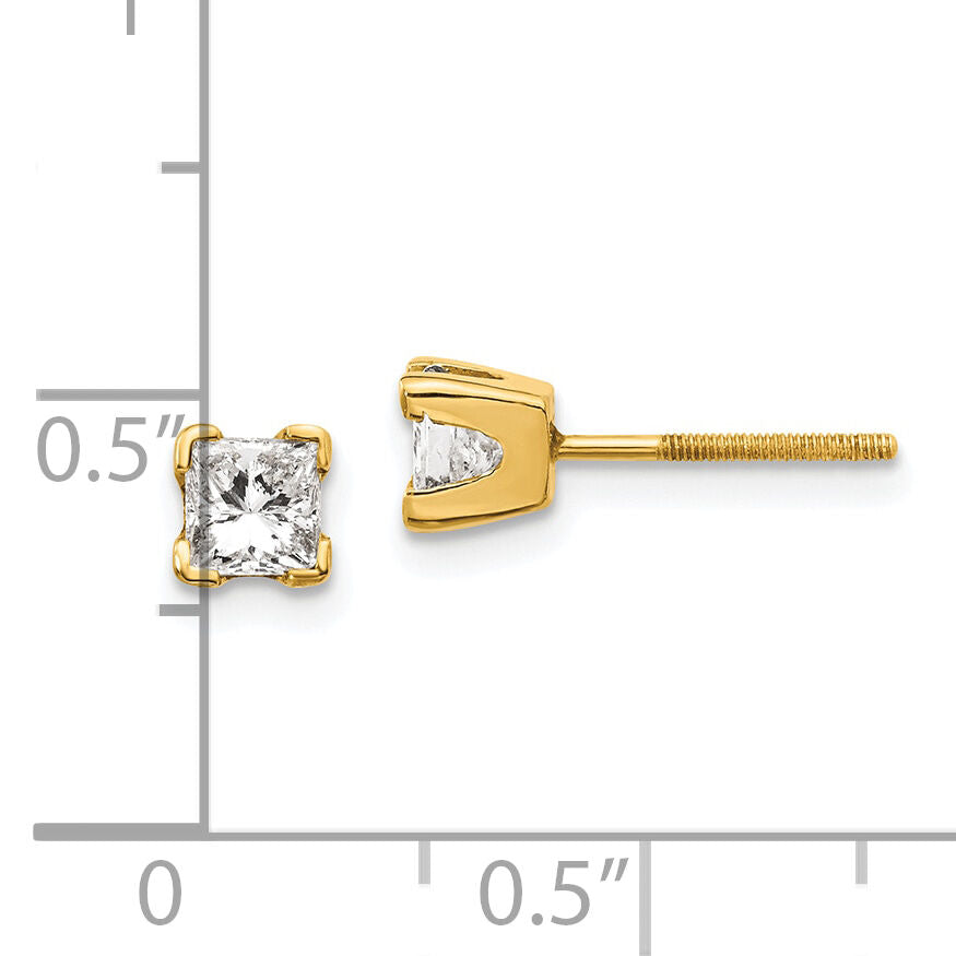 14k AAA Quality Complete Princess-cut Diamond Earrings-XAP5AAA